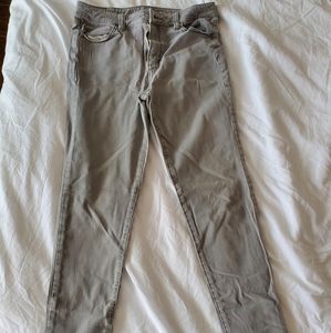 American eagle grey high rise long length skinny jeans
